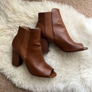 Chinese Laundry Cognac Peep-toe Heeled Ankle Boots